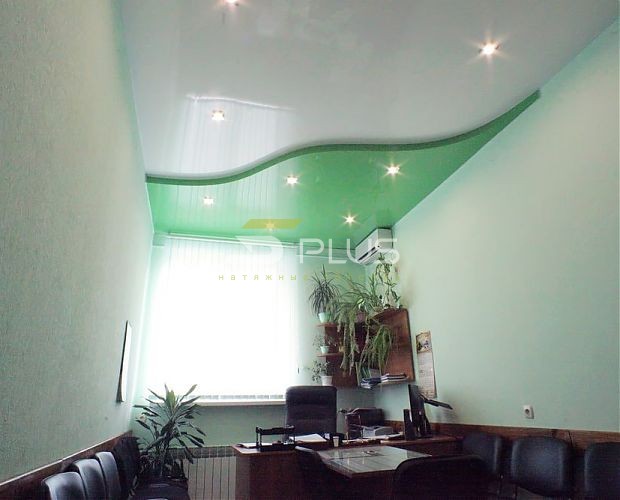 Изумрудный натяжной потолок в офисе | Портфолио 5Plus | Киев ⋆ Днепр ⋆