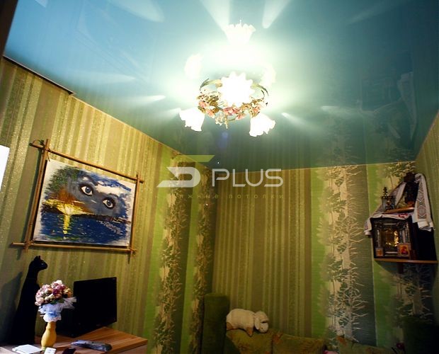 Голубой зеркальный потолок в спальне | Портфолио 5Plus | Киев ⋆ Днепр ⋆
