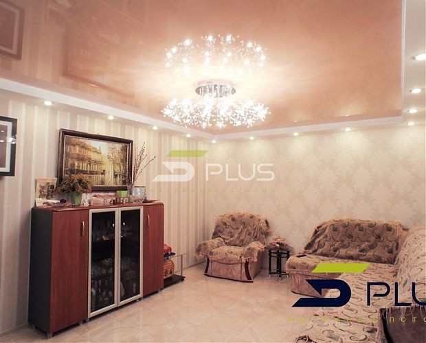 Натяжной потолок в просторной гостиной | Портфолио 5Plus | Киев ⋆ Днепр ⋆