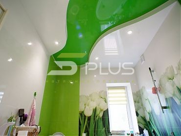 Натяжной потолок в ванной с тюльпанами - Фото 5plus ракурс 1