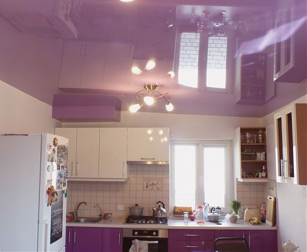 Светло-лиловый потолок на кухне | Портфолио 5Plus | Киев ⋆ Днепр ⋆