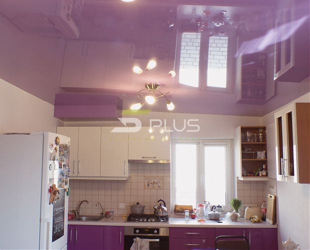 Светло-лиловый потолок на кухне | Портфолио 5Plus | Киев ⋆ Днепр ⋆