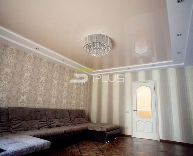 Натяжной потолок в гостиной | Портфолио 5Plus | Киев ⋆ Днепр ⋆