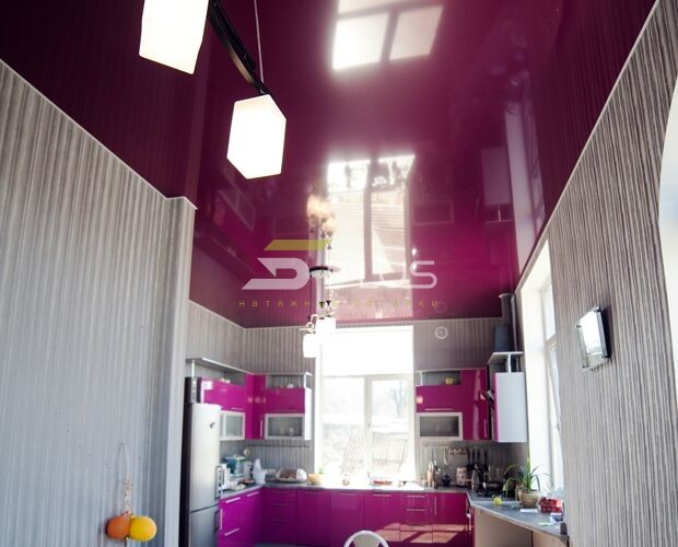 Розовый натяжной потолок для кухни | Портфолио 5Plus | Киев ⋆ Днепр ⋆